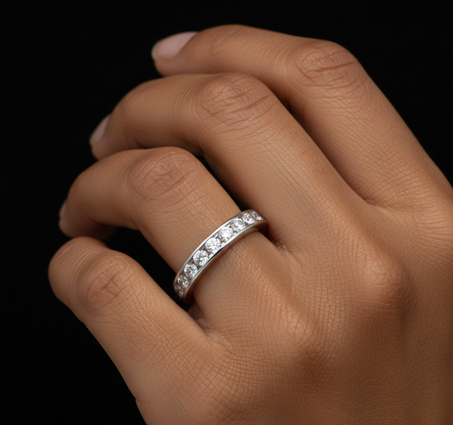 Moissanite 1mm Eternity Band