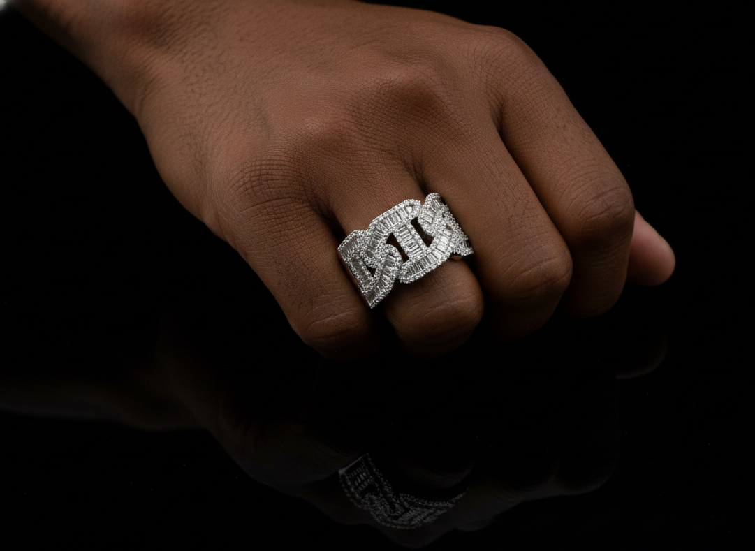 Moissanite Cuban Link/ Anchor Link Ring