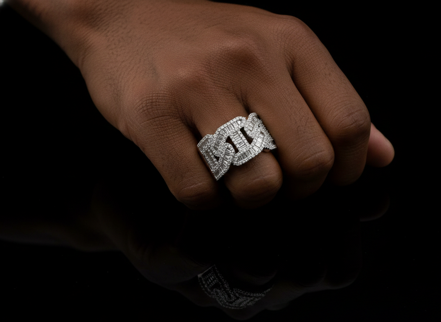 Moissanite Cuban Link/ Anchor Link Ring