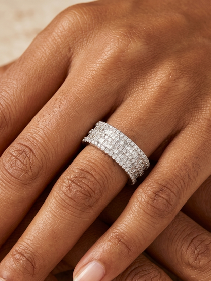 Moissanite Baguette Layered Stack Band