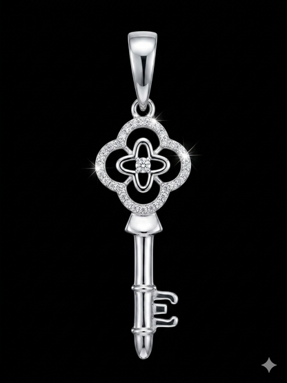 Clover Key Moissanite Pendant