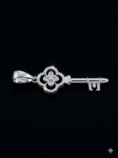 Clover Key Moissanite Pendant