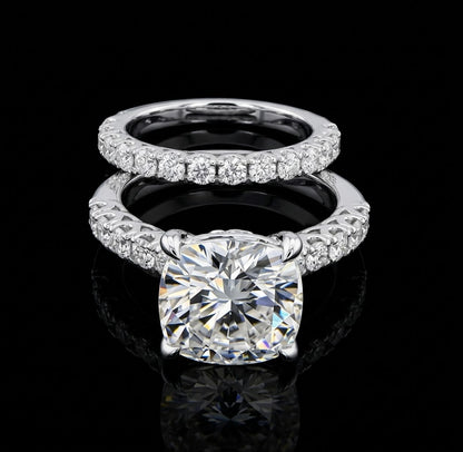 7.7ct Cushion Cut Moissanite Bridal Set