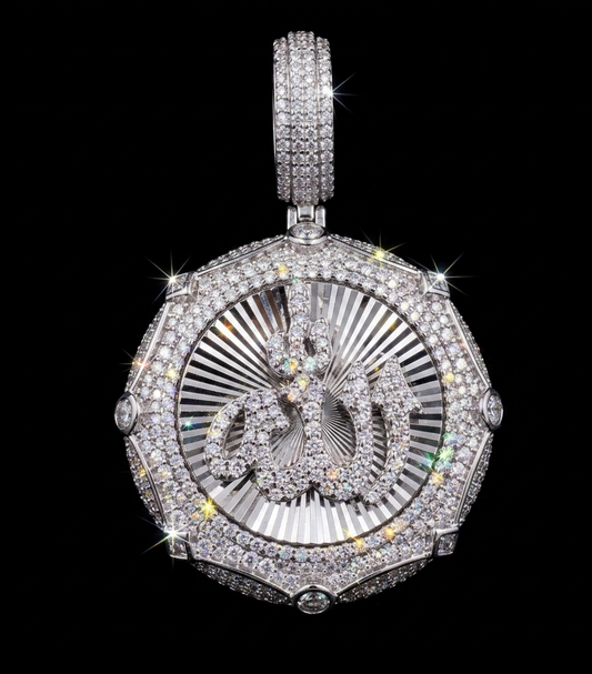 Iced Out Moissanite Round Octagon Allah Pendant