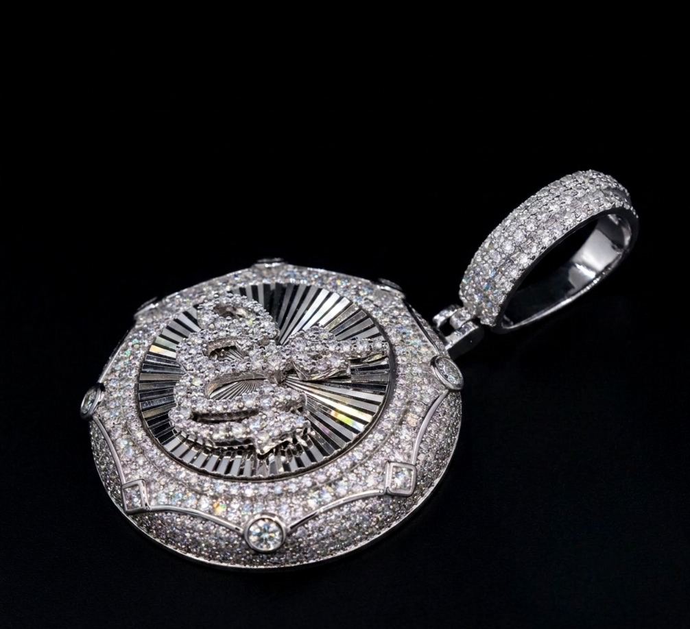 Iced Out Moissanite Round Octagon Allah Pendant