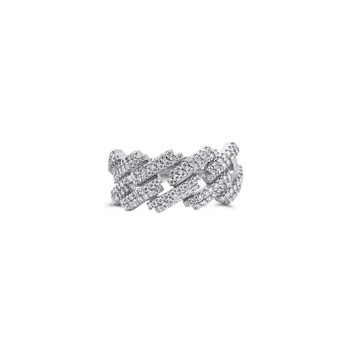 925 Sterling Silver and Moissanite Cuban Link Ring