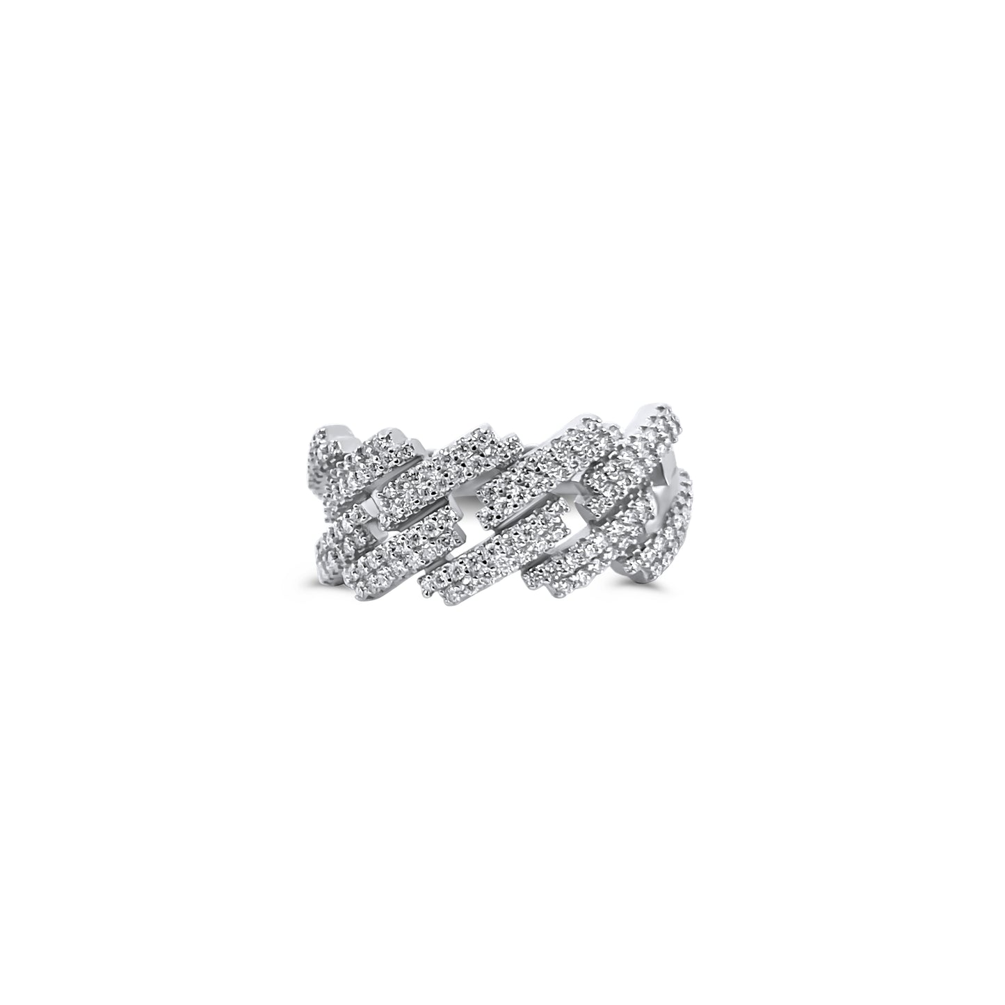Iced Out Moissanite Cuban Link Ring