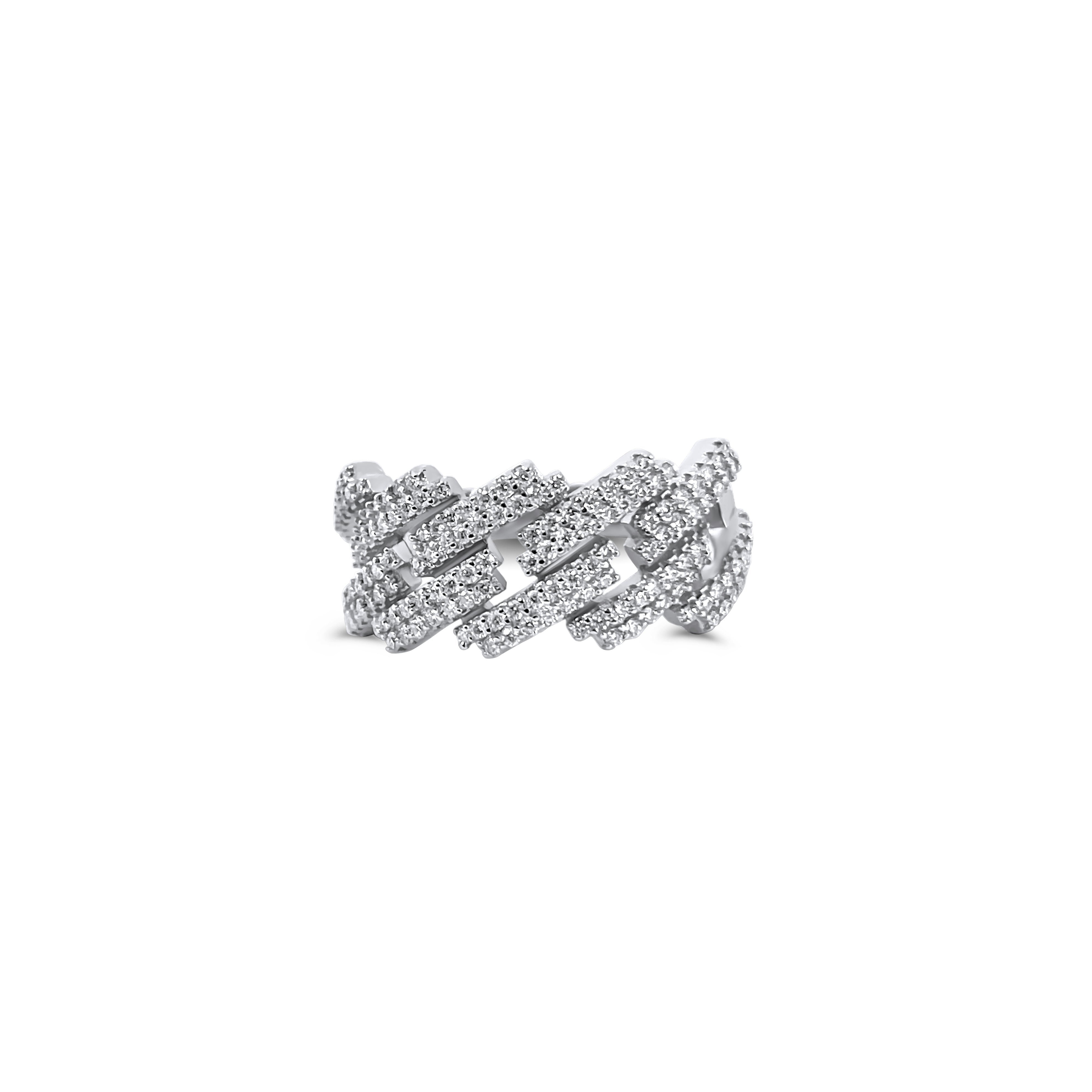 925 Sterling Silver and Moissanite Cuban Link Ring