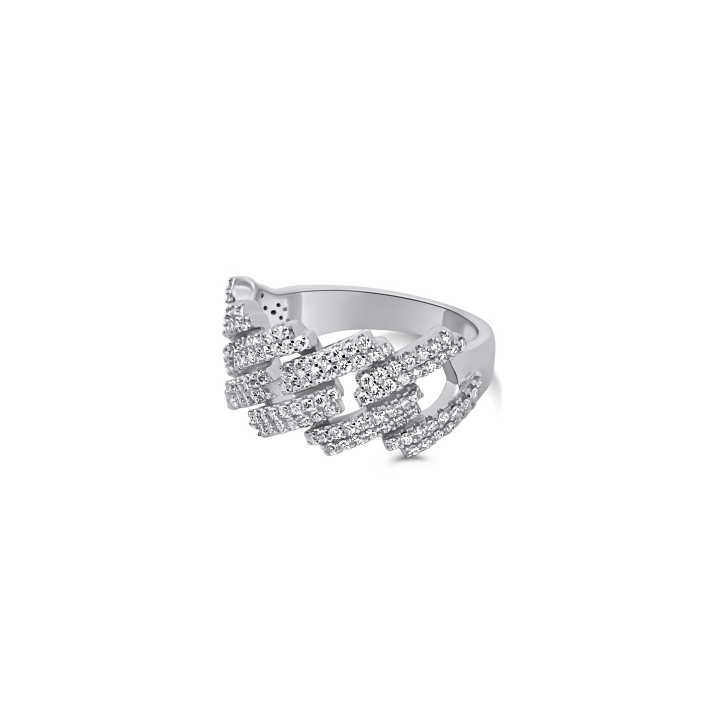 Iced Out Moissanite Cuban Link Ring