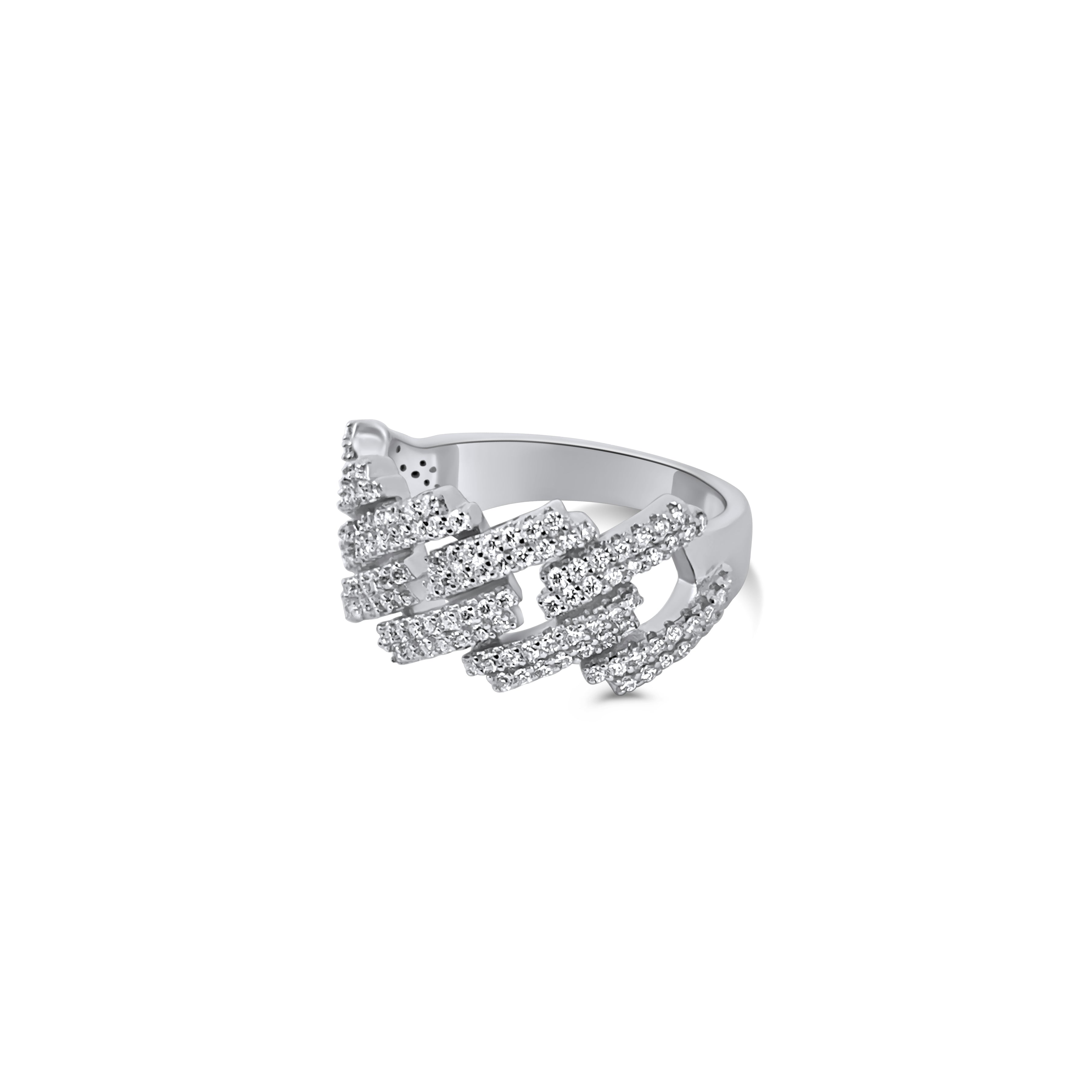 925 Sterling Silver and Moissanite Cuban Link Ring