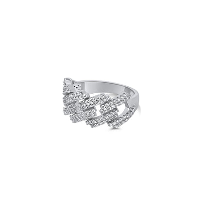 Iced Out Moissanite Cuban Link Ring