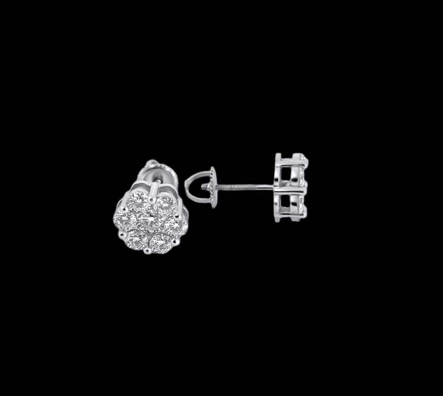 6MM Moissanite VVS 18K White Gold Plated 925 Sterling Silver Flower Earrings