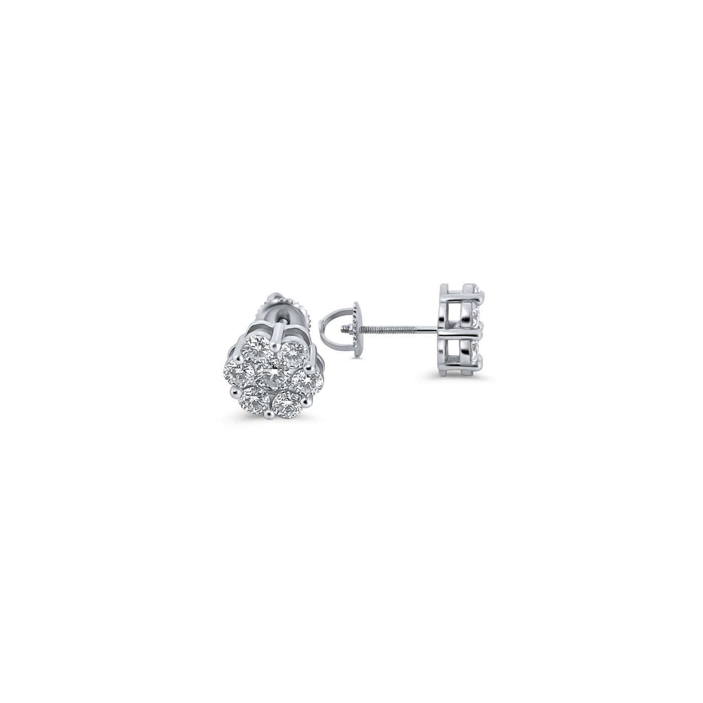 9MM Moissanite VVS 18K White Gold Plated 925 Sterling Silver Flower Earrings