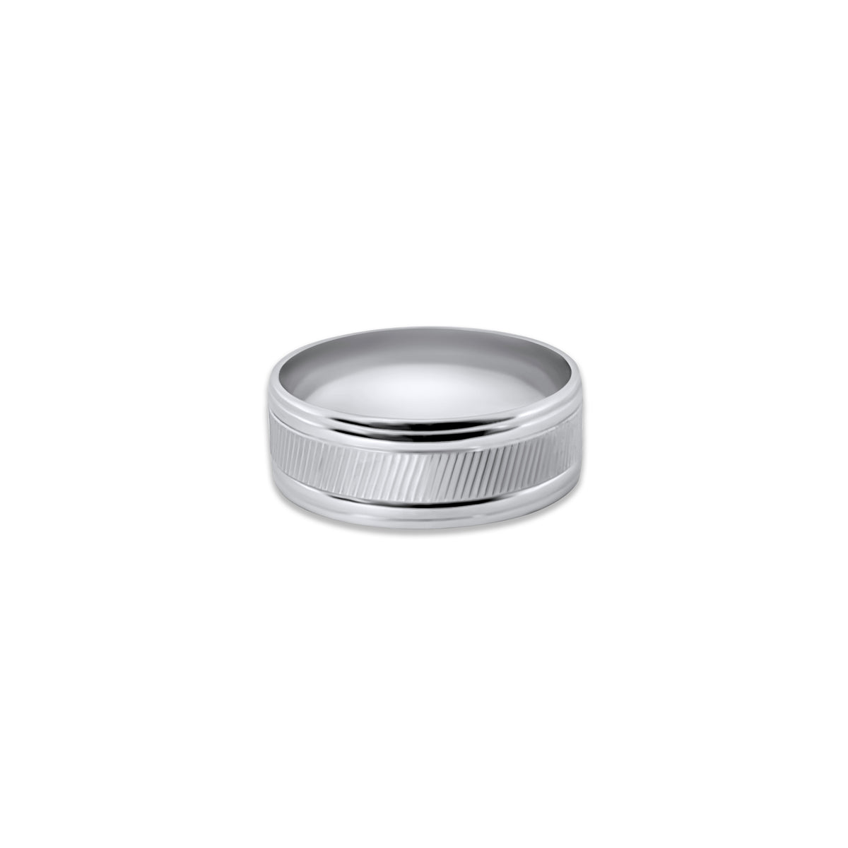 Sterling Silver Diagonal Cut Diamond Cut Band