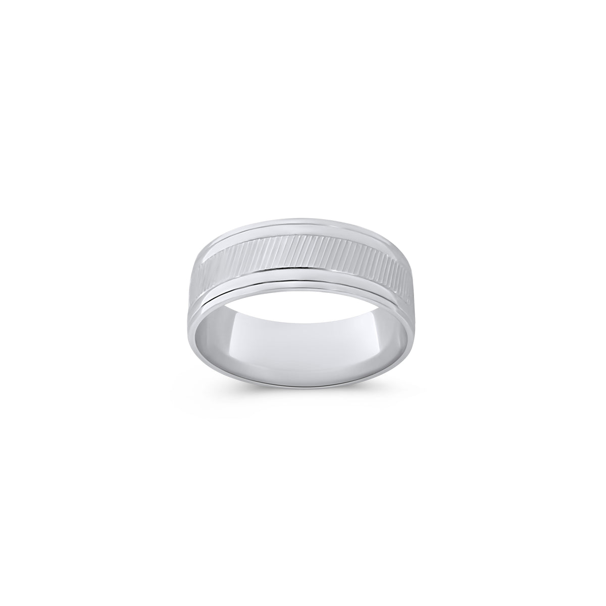 Sterling Silver Diagonal Cut Diamond Cut Band