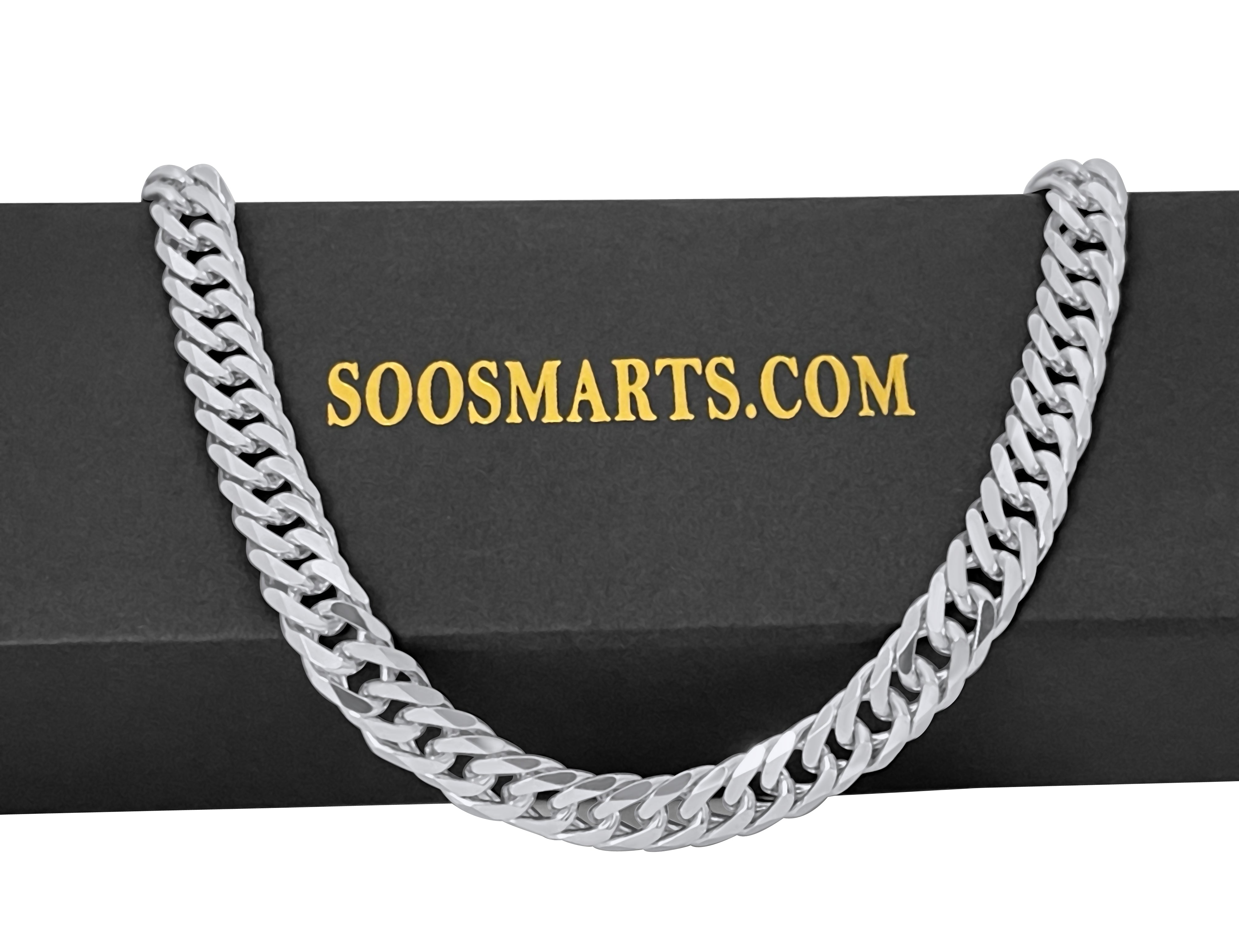 925 Rhodium Plated Double Link Cuban Chain