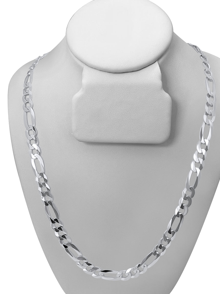 925 Sterling Silver Rhodium Plated Figaro Link Chain