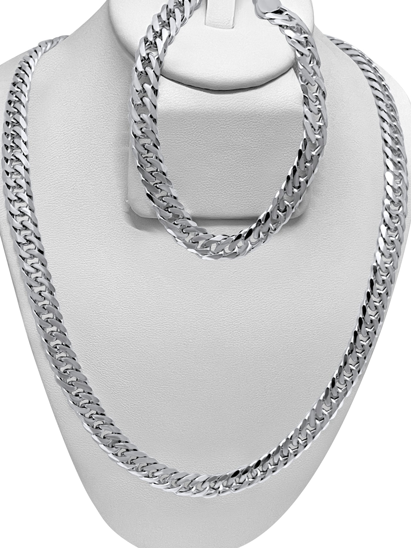 925 Rhodium Plated Double Link Cuban Chain