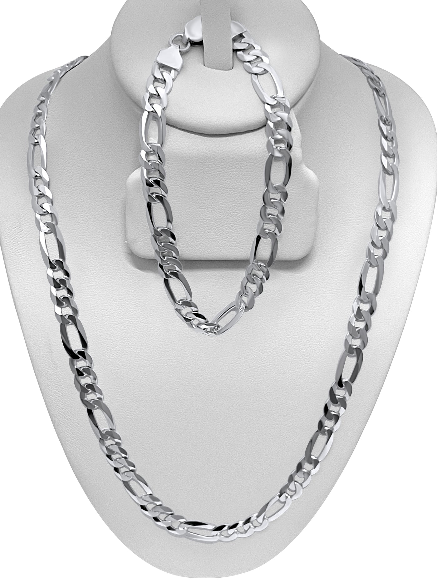 925 Sterling Silver Rhodium Plated Figaro Link Chain