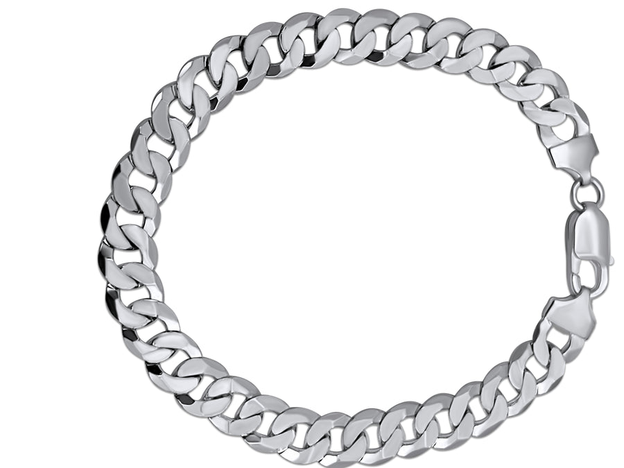 925 Rhodium Plated Sterling Silver Cuban Link Bracelet