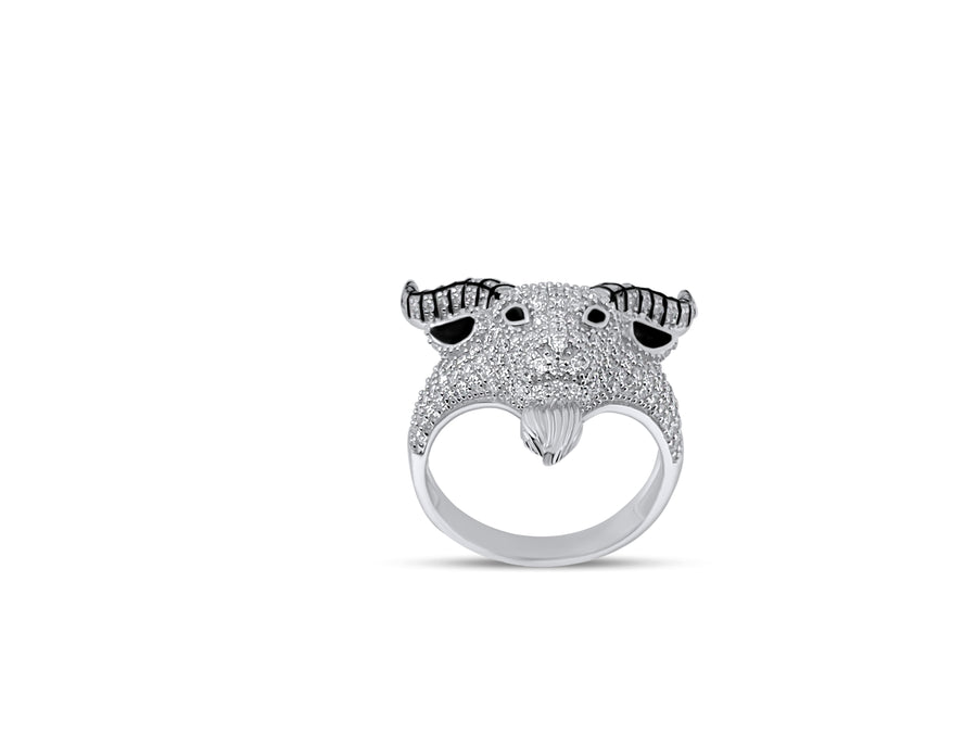 Moissanite in 925 Sterling Silver GOAT Ring