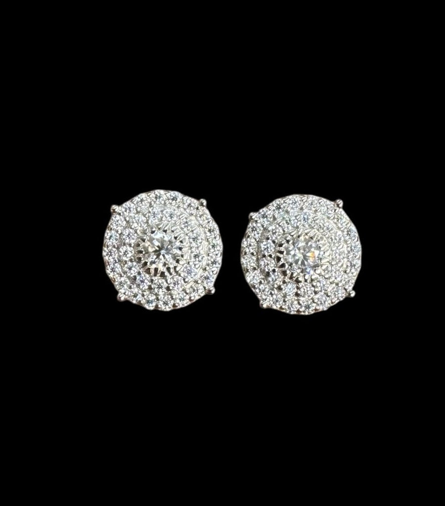 Moissanite and 925 Sterling Silver Circle Round Stud Earrings