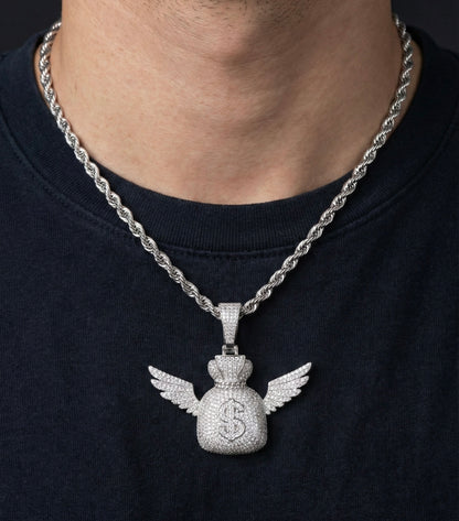 Moissanite Flying Moneybag Moissanite Pendant