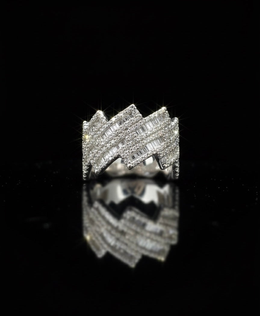 Moissanite Baguette Cuban Eternity Band