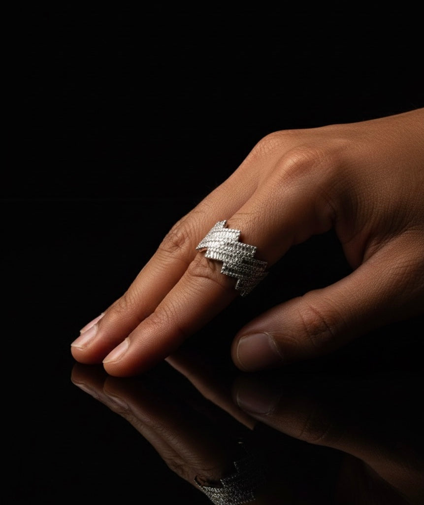 Moissanite Baguette Cuban Eternity Band