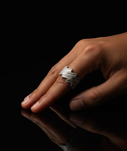 Moissanite Baguette Cuban Eternity Band