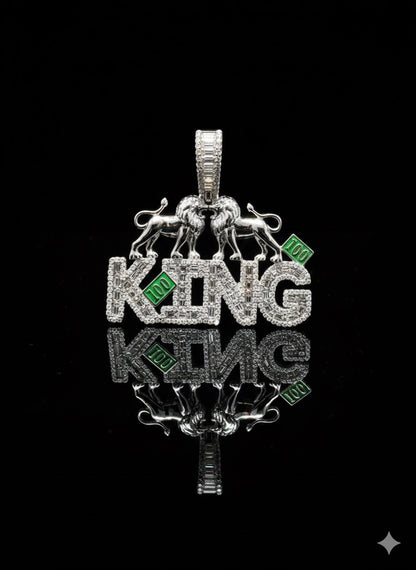 Baguette Lions And King Moissanite Pendant