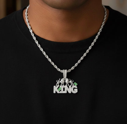 Baguette Lions And King Moissanite Pendant