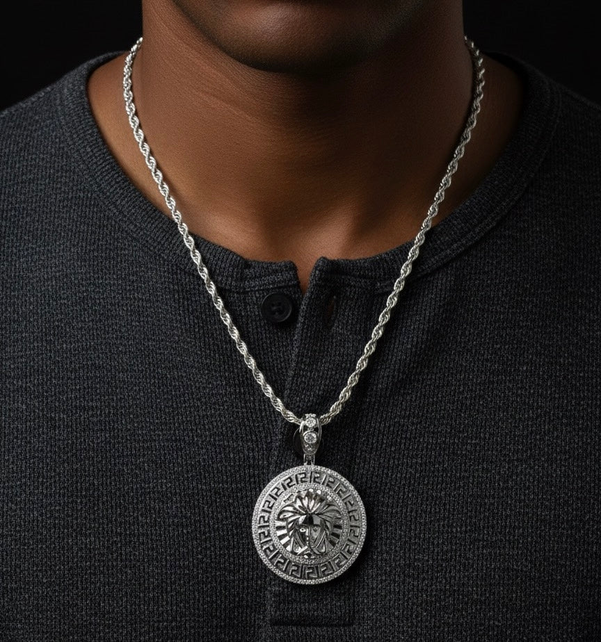 Medusa Head Medallian Moissanite Pendant