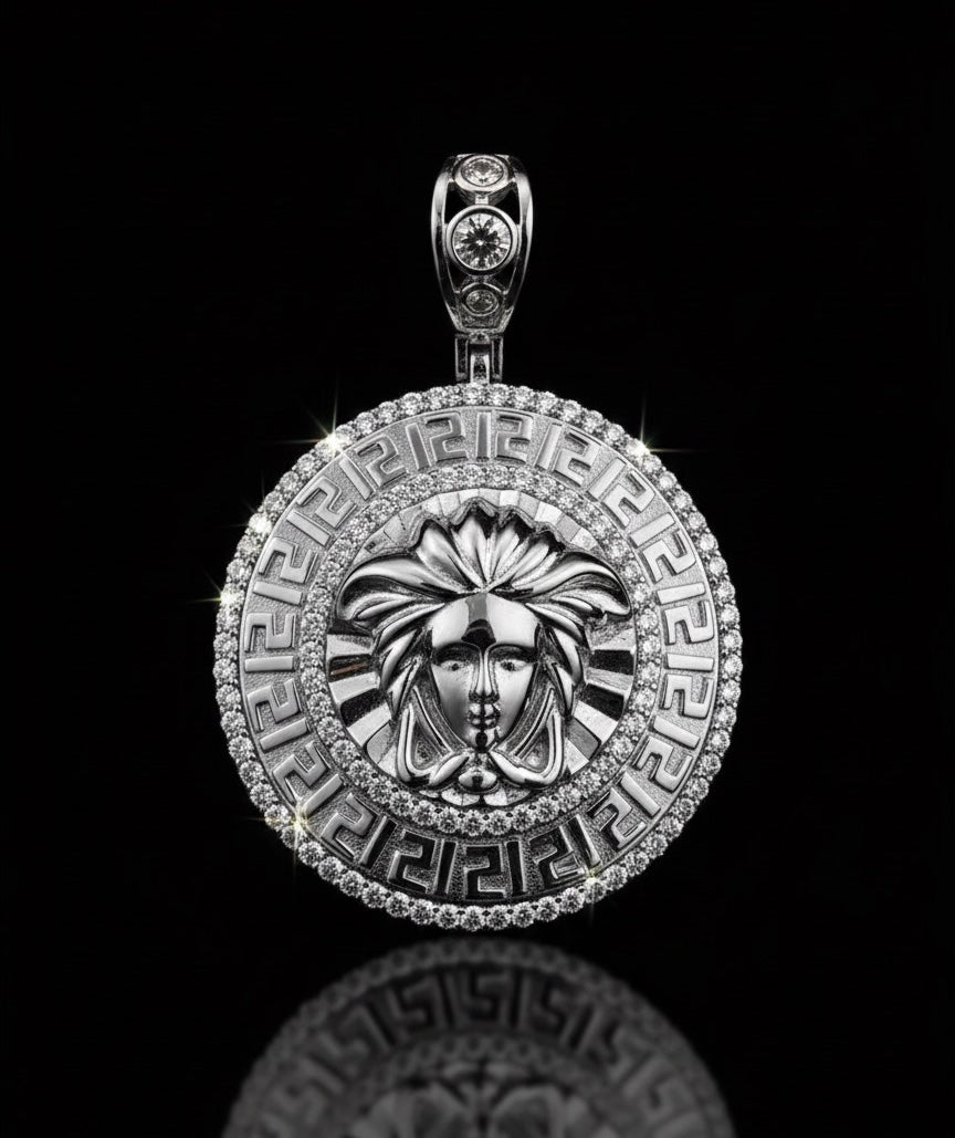 Medusa Head Medallian Moissanite Pendant