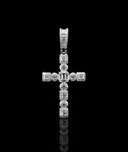 Circle and Baguette Cross Pendant