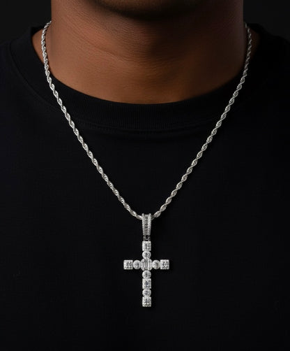 Circle and Baguette Cross Pendant