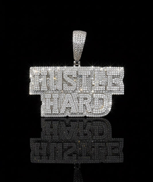 Iced Out Hustle Hard Moissanite Pendant