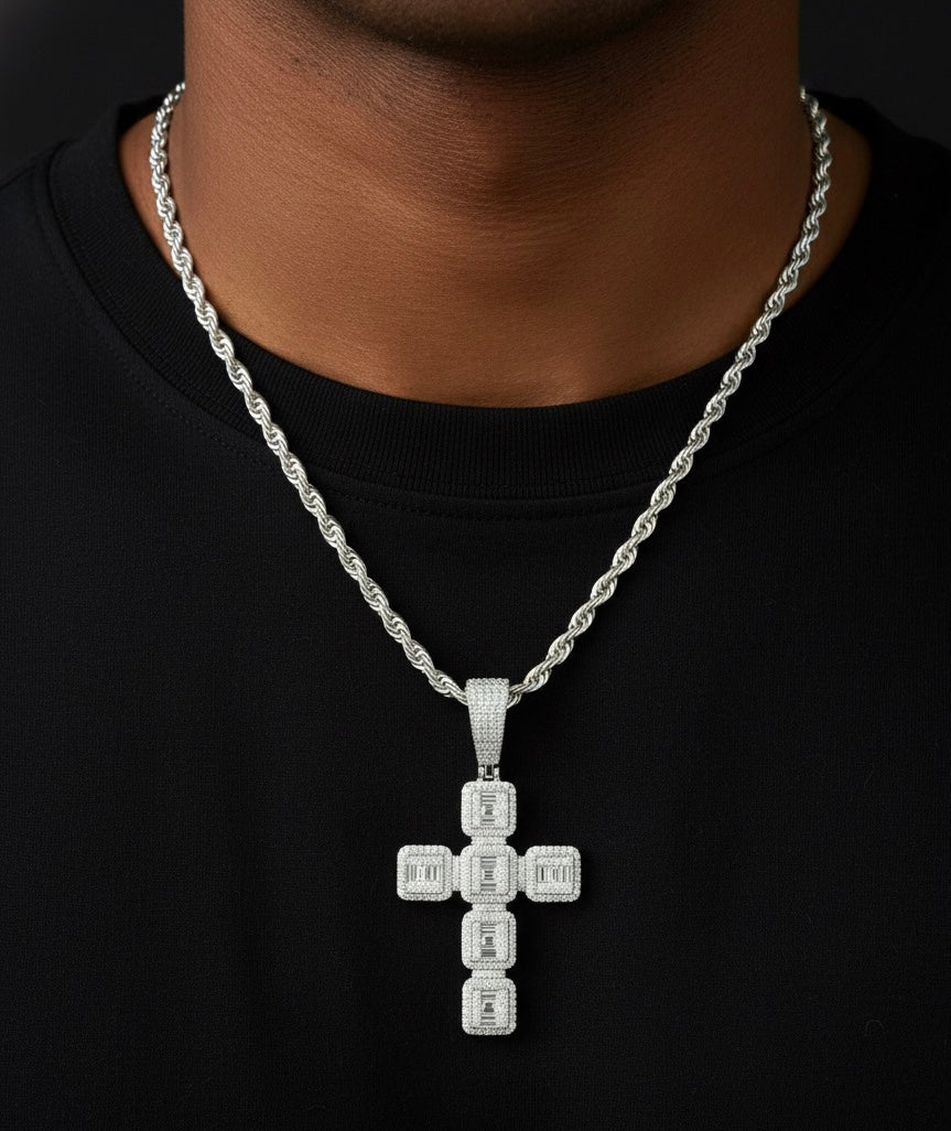 Box Cross Moissanite Pendant