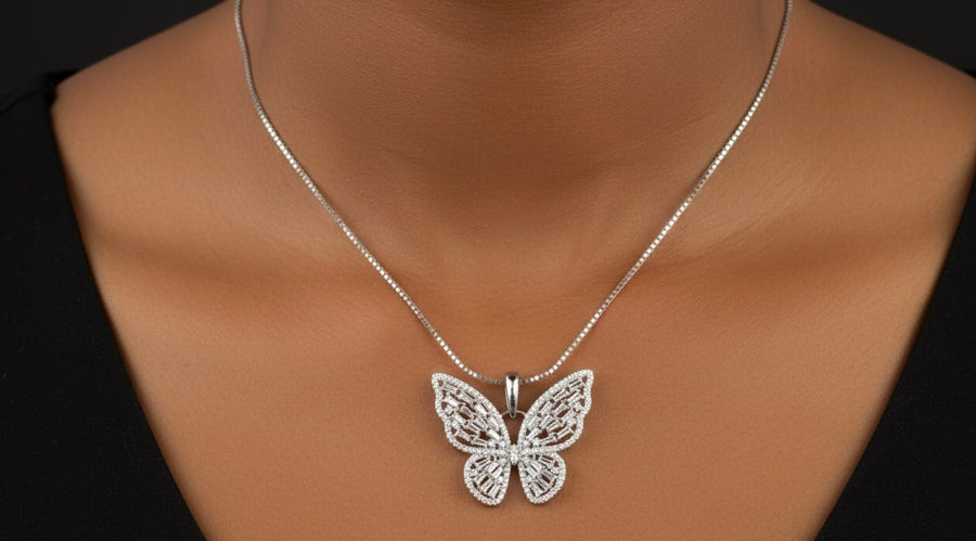 Open Wings Butterfly Moissanite Pendant