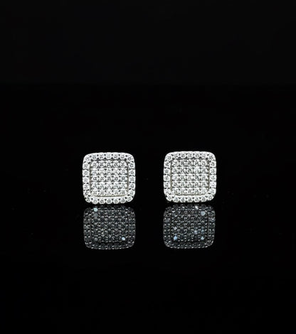 Moissanite Stepped Micro Pave Square Earrings