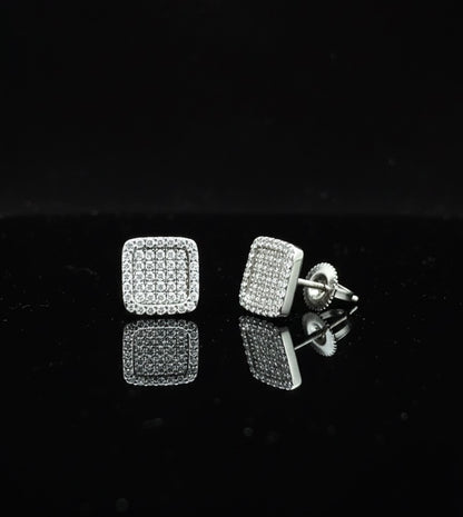 Moissanite Stepped Micro Pave Square Earrings