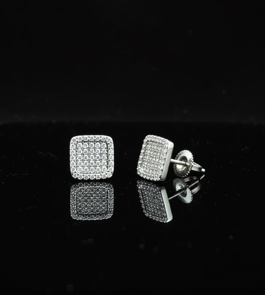 Moissanite Stepped Micro Pave Square Earrings