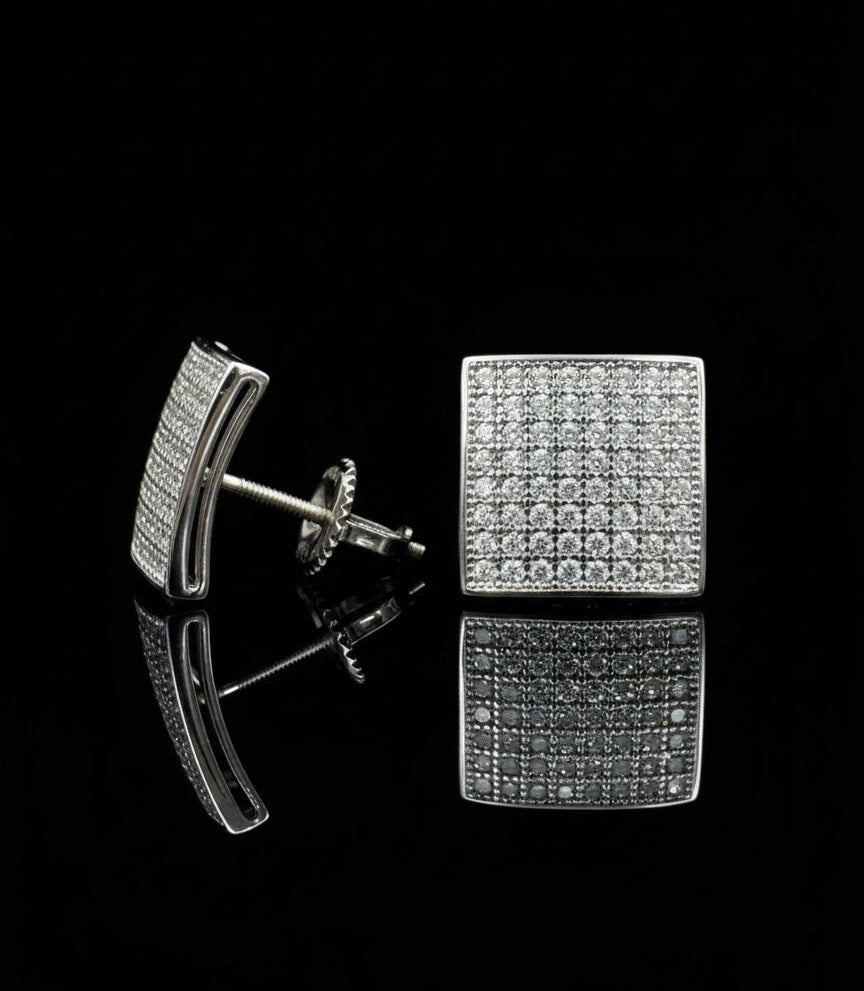 Moissanite Micro Pave Kite Square Earrings