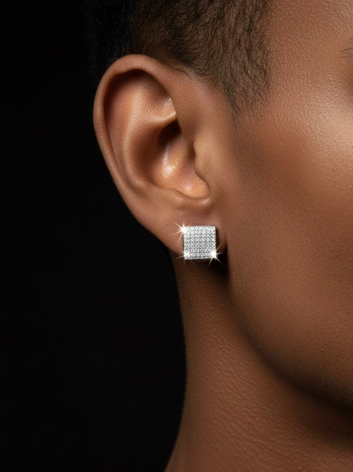 Moissanite Micro Pave Kite Square Earrings