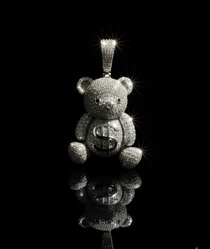 Moissanite MoneyBag Teddy Bear Pendant