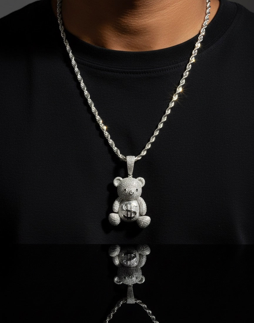 Moissanite MoneyBag Teddy Bear Pendant
