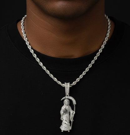 Iced Out Moissanite Santa Muerte /Grim Reaper Pendant