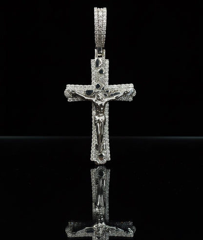Moissanite Nugget Cross With Jesus Pendant