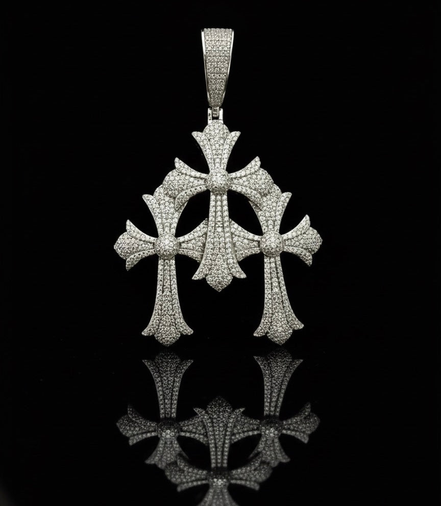 Triple/Trinity Cross Moissanite Pendant