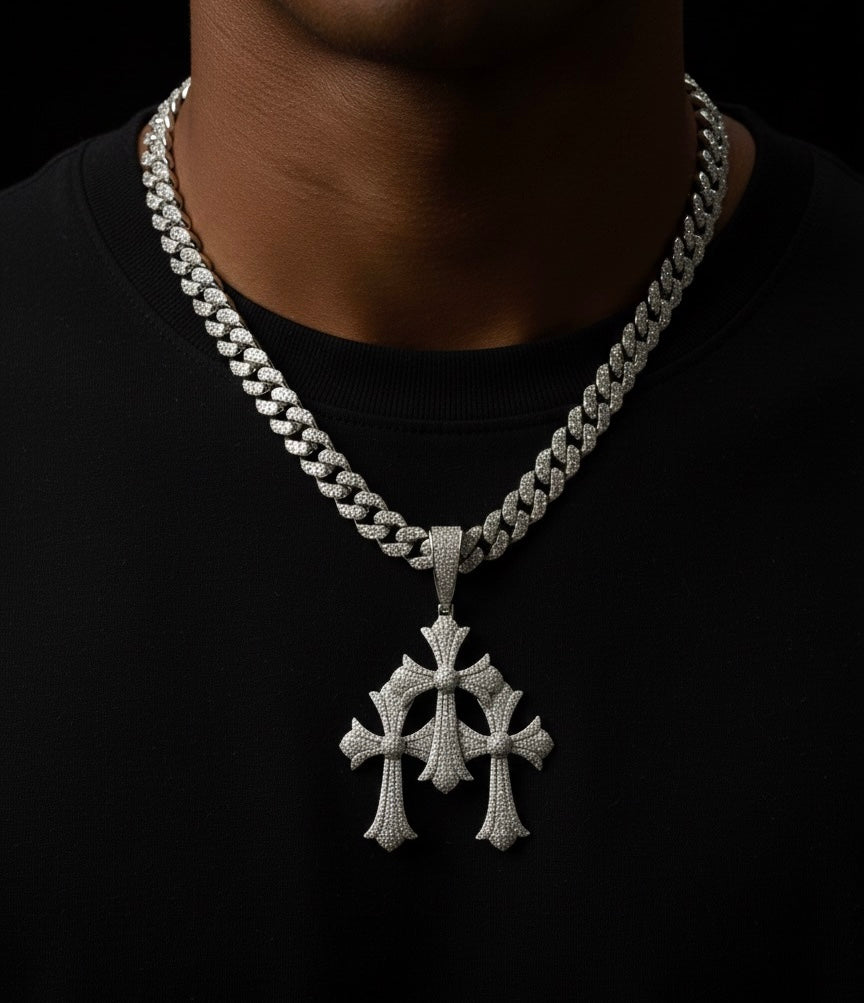 Triple/Trinity Cross Moissanite Pendant